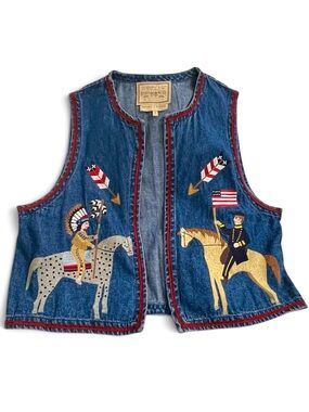 Ranch Double D Wear Embroidered Beaded Indian and Colonial Size L